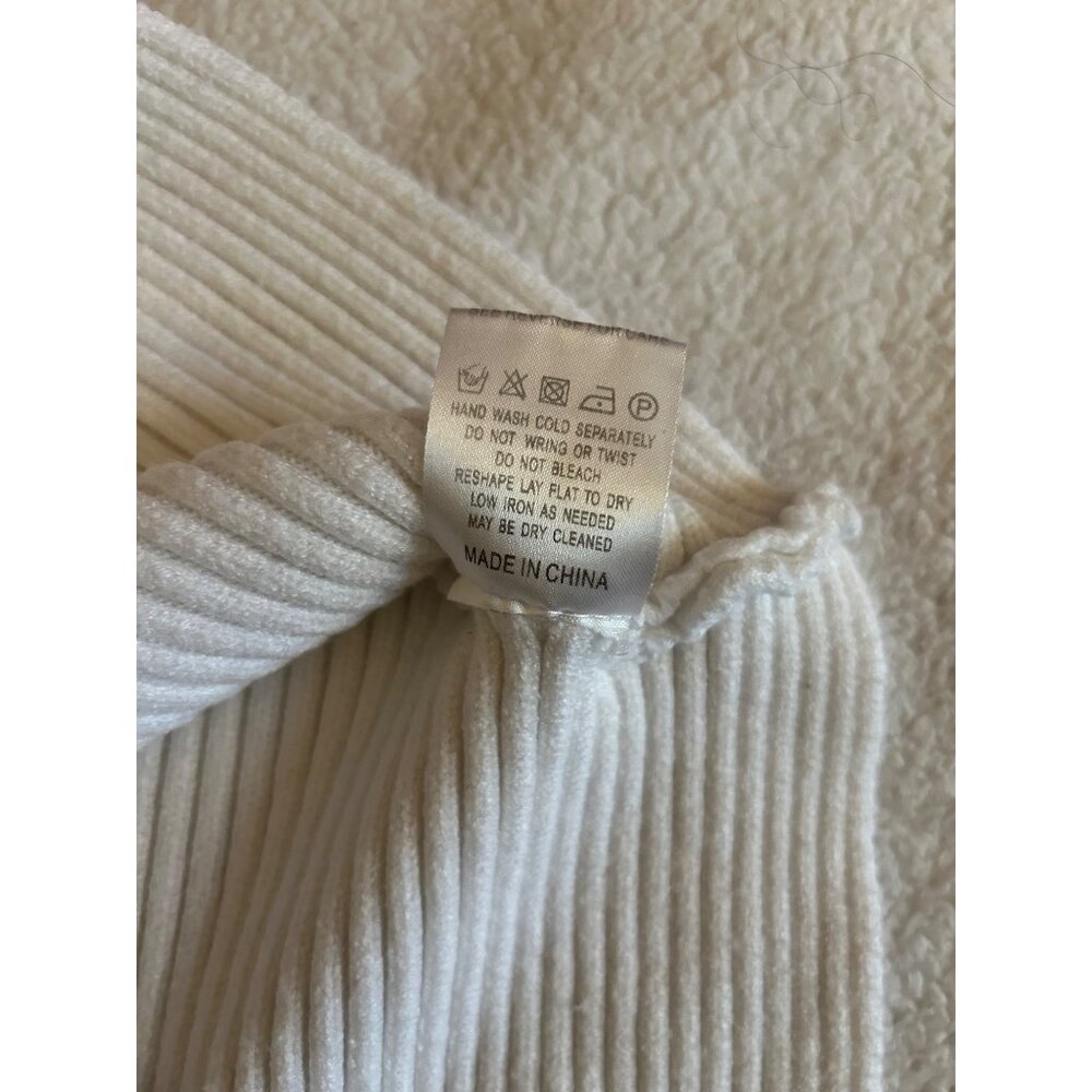 American Threads Small White Ribbed Knit Sweater VISCOSE BLEND Pullover Balloon - Picture 7 of 14